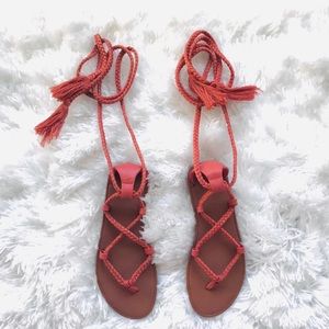 new F21 tie up sandals